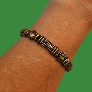 LIA SOPHIA Old World Byzatine Castlecore Brass Rhinestone Stretch Bracelet